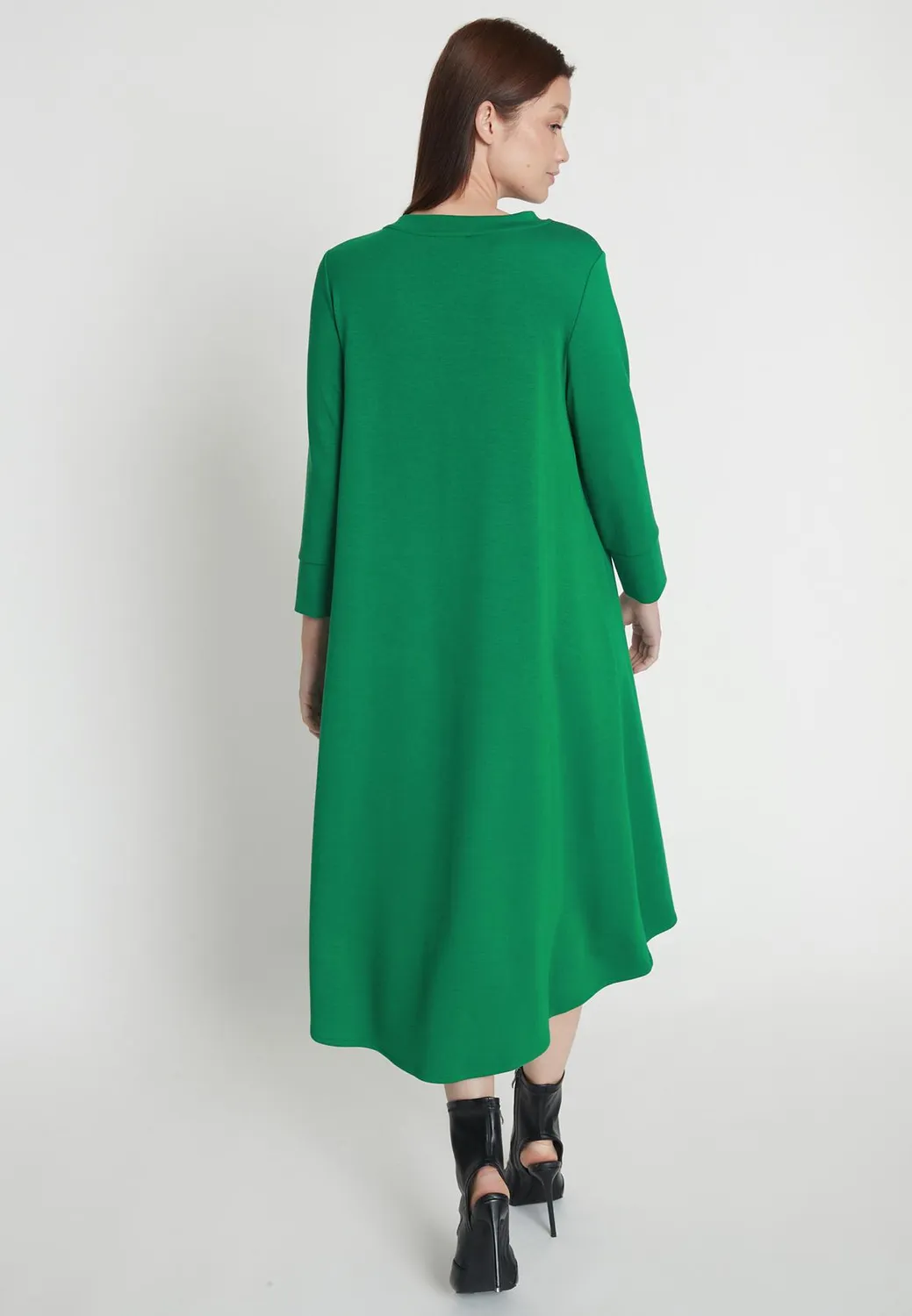 Ana Alcazar Melody abito midi verde jersey svasato