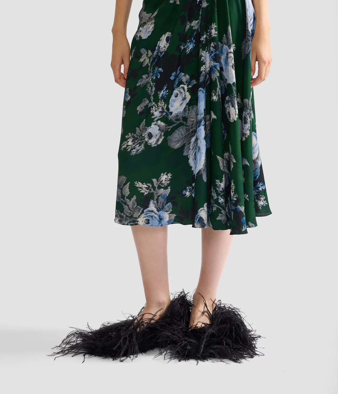 Erdem Floral Crepe Draped gonna midi floreale