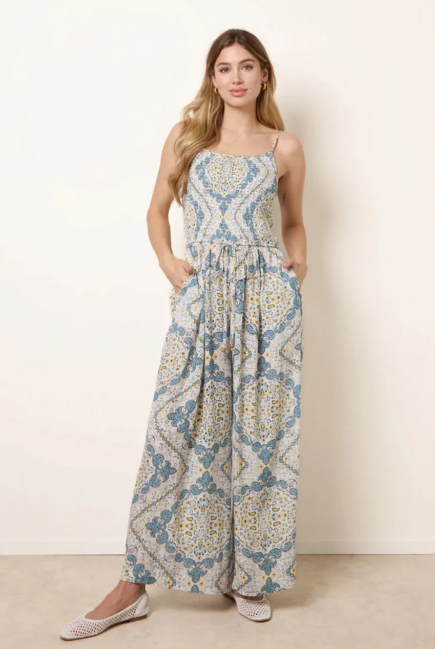 Blue Vanilla Shirred Drawstring tuta blu viscosa fascia