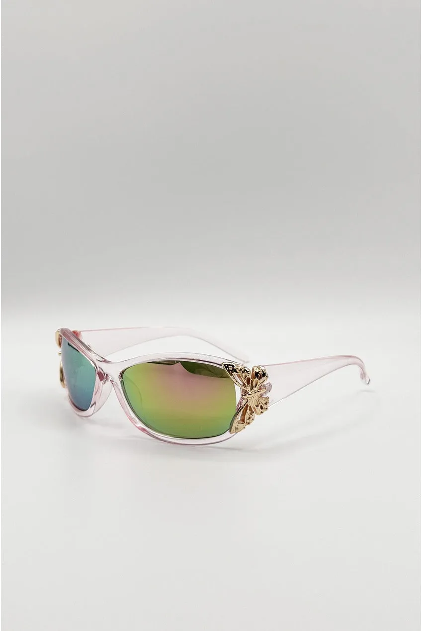 SVNX Butterfly occhiali sole rosa avvolgenti