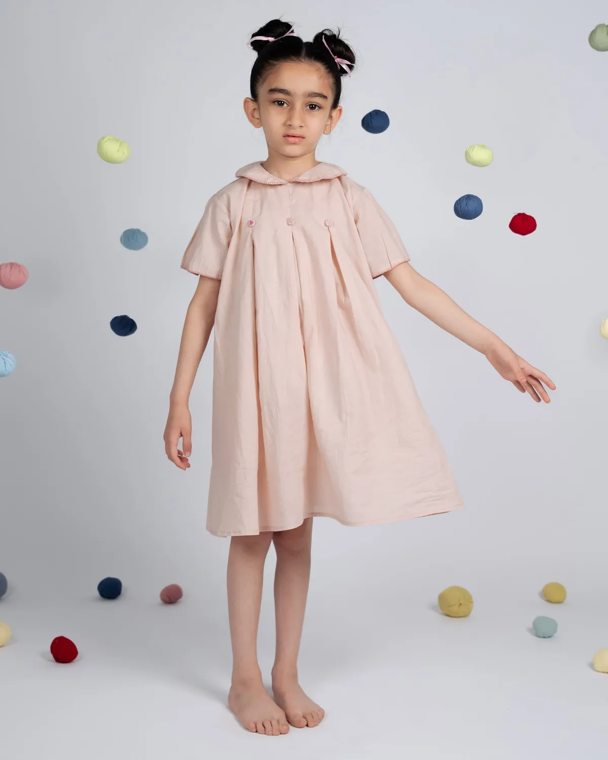Our Dve Coco abito bambina cotone rosa flamingo