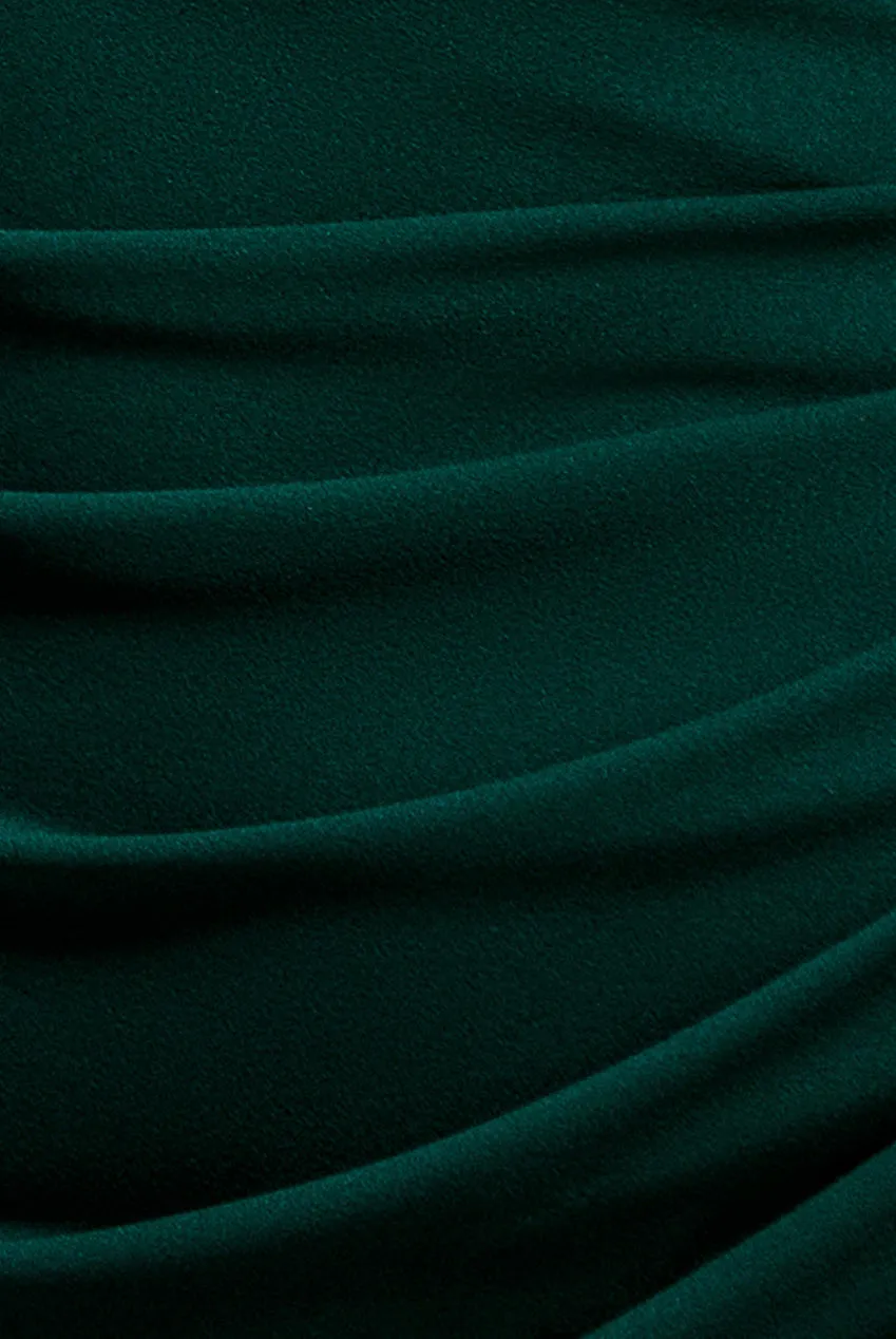 Goddiva Cap Sleeve Pleated abito lungo verde smeraldo scuba