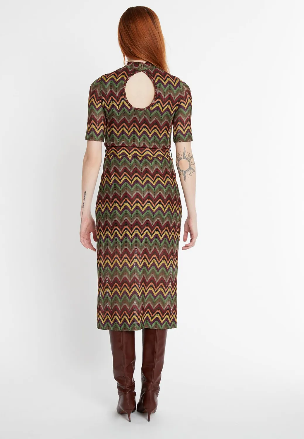Ana Alcazar Sumia Vestito Maglia Midi Verde Cintura