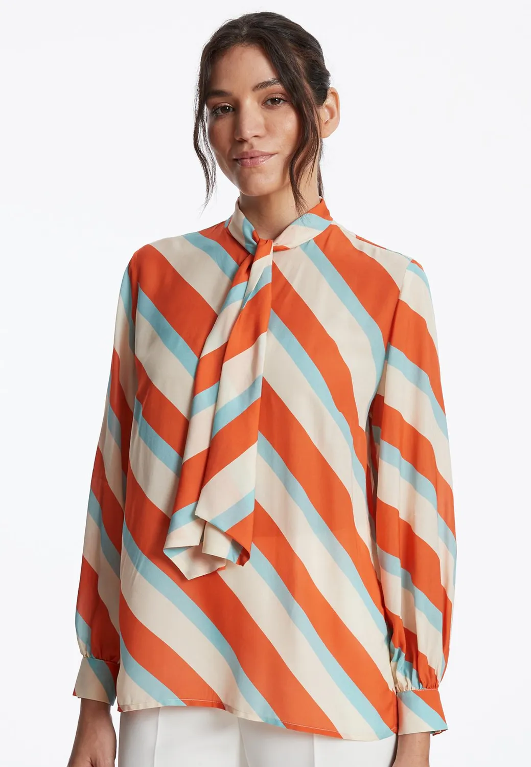 Ana Alcazar Zedana camicia fiocco bianco arancione