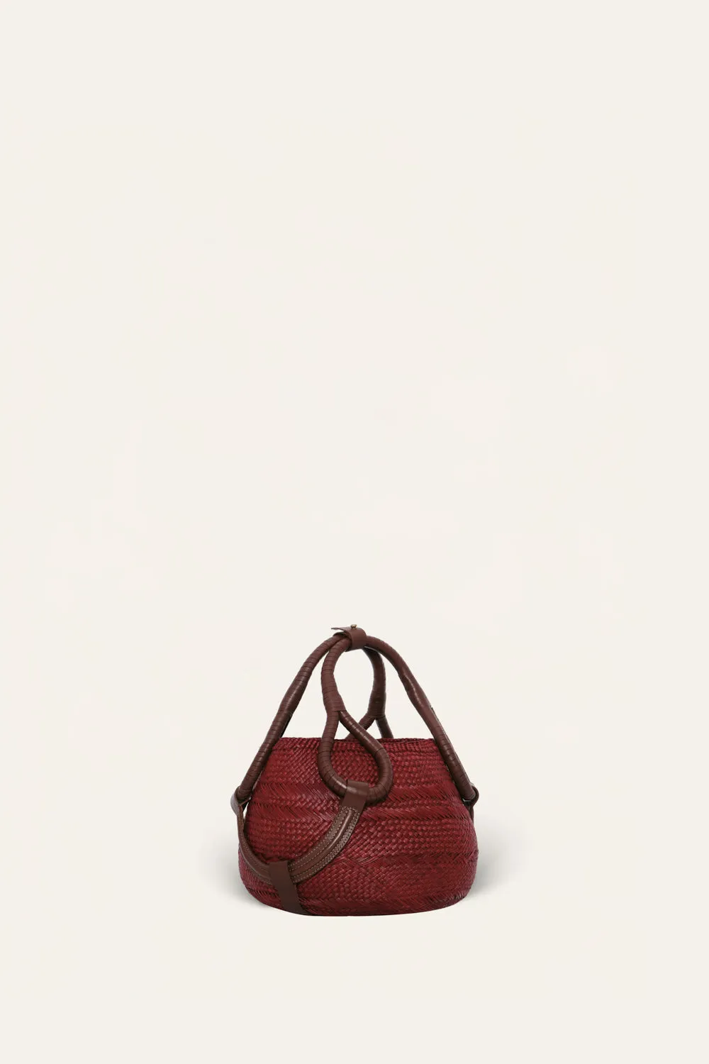 Johanna Ortiz Cannon Ball mini tote iraca vino pelle