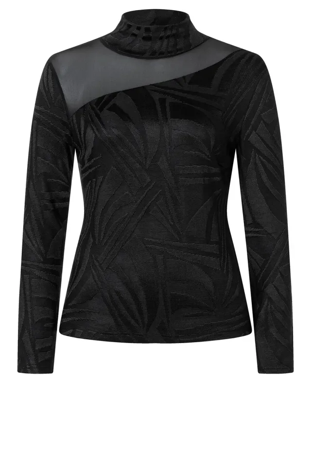 Ana Alcazar Sonera top nero maniche lunghe pizzo