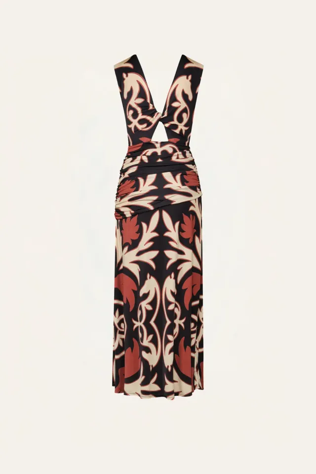 Johanna Ortiz Horizonte Mistico abito midi jersey nero