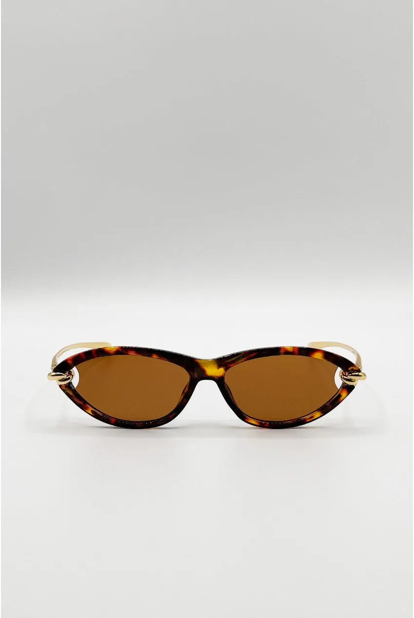 SVNX Bold Oval Angular occhiali da sole tartarugati UV400