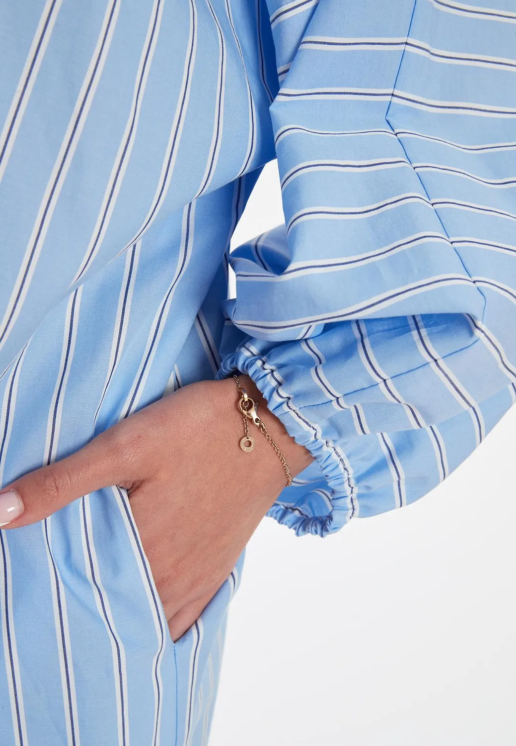 Ana Alcazar Zava abito camicia a righe azzurro