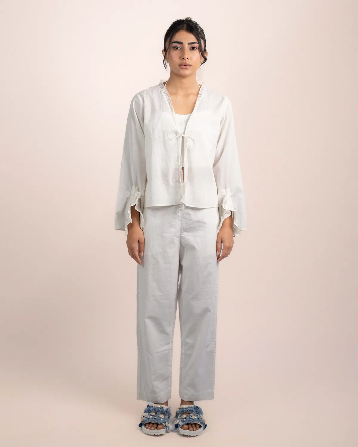 Our Dve Lior Tube Top Top bianco cotone 2 pezzi scollo V