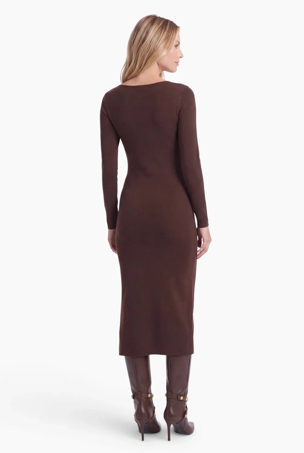 Ana Alcazar Elbelle abito midi cioccolato cowl