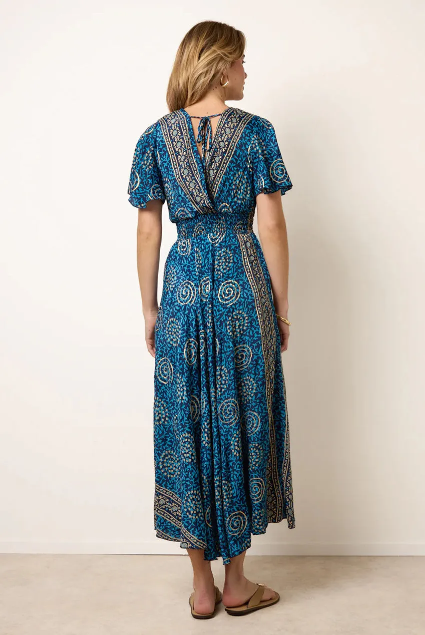 Blue Vanilla Wrap Over abito lungo blu fantasia