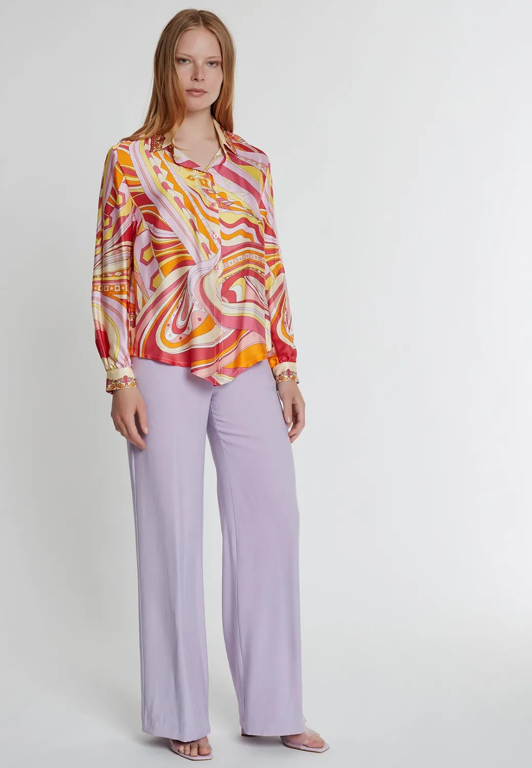 Ana Alcazar Kapri blusa satin fantasia anni 70