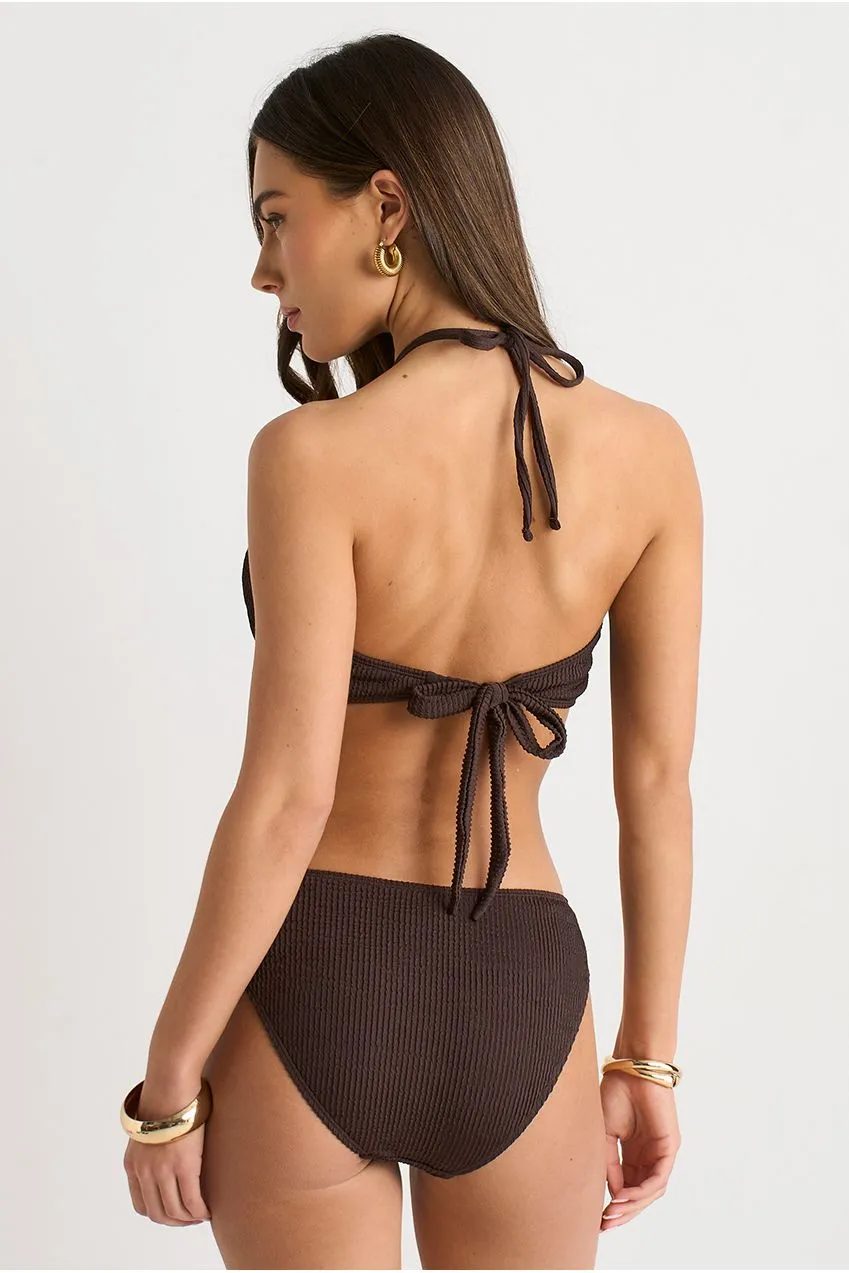 Gini London V Bar top bikini cioccolato halter taglie 8-16