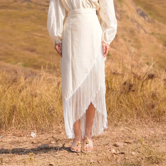 Our Dve Moon Lit Skirt gonna beige cotone