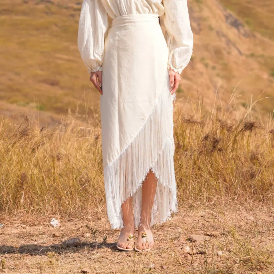 Our Dve Moon Lit Skirt gonna beige cotone