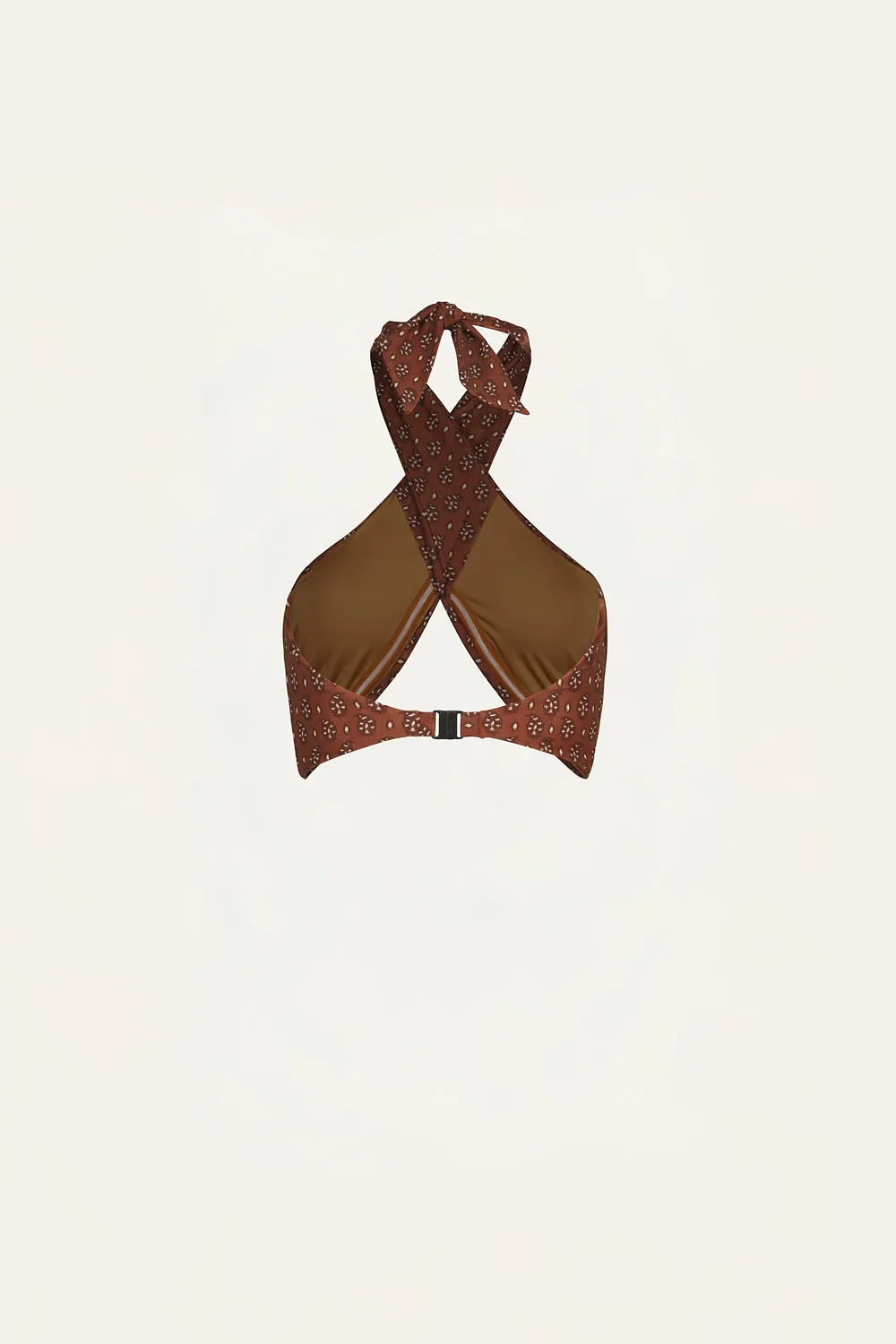 Johanna Ortiz Spice top bikini marrone scollo incrociato