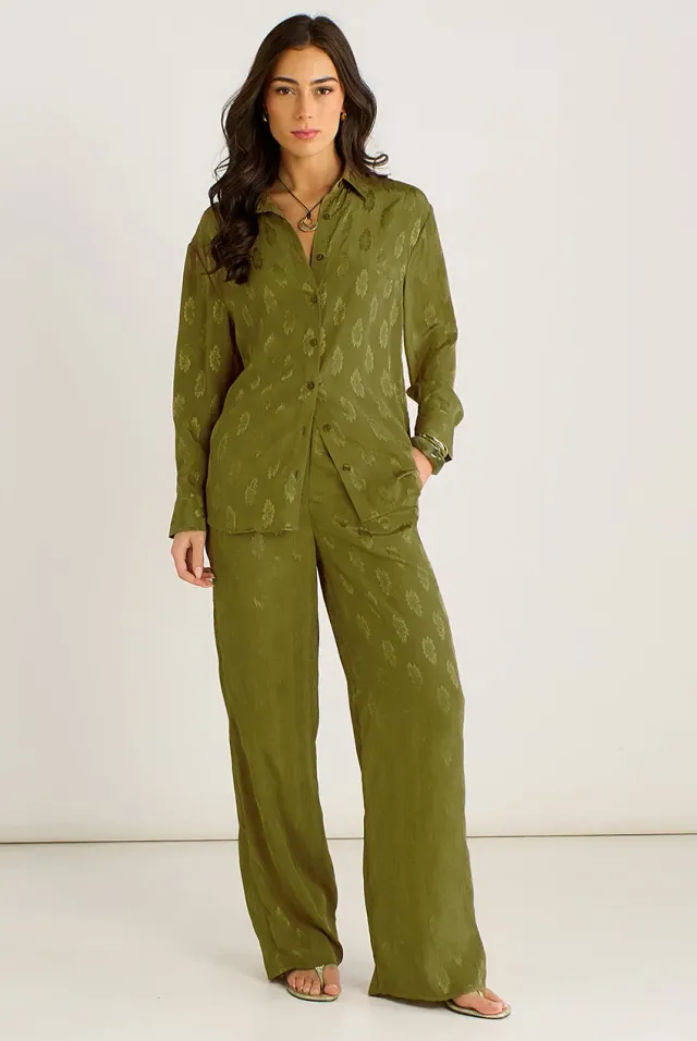 Gini London GL2186A pantaloni kaki jacquard floreale