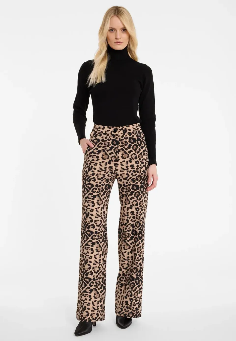 Ana Alcazar Adami pantaloni palazzo leopardati beige