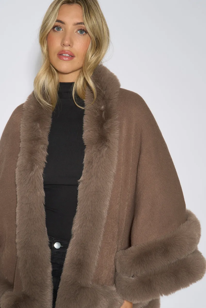 Gini London Double Layer mantella marrone pelliccia