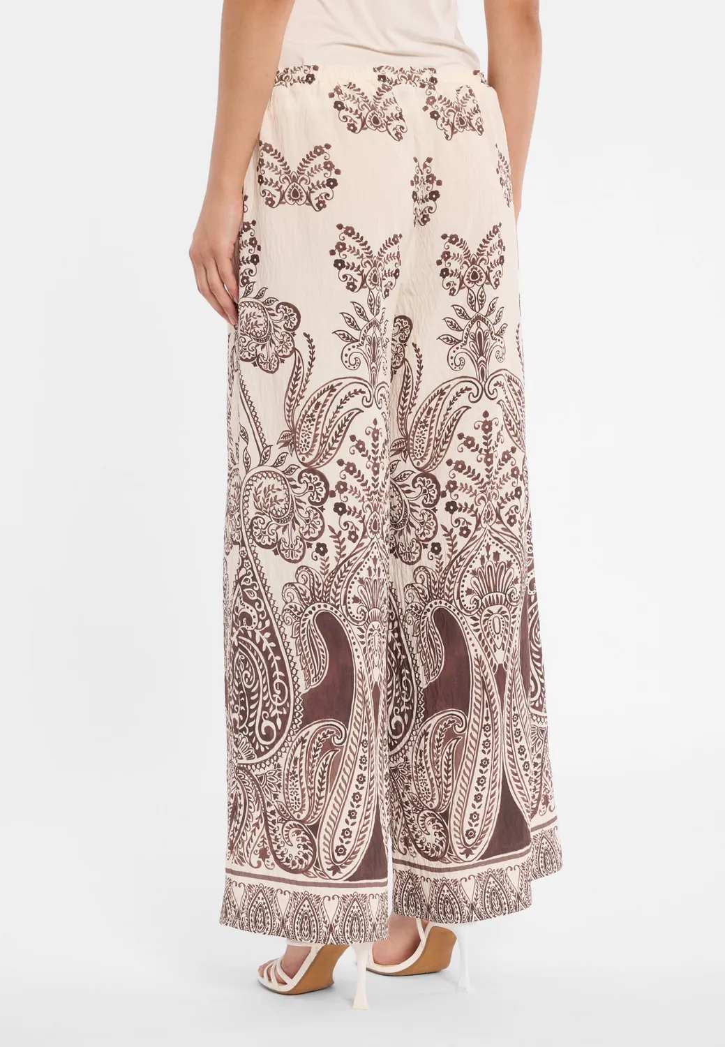 Ana Alcazar Dorinol pantaloni palazzo marroni fantasia paisley