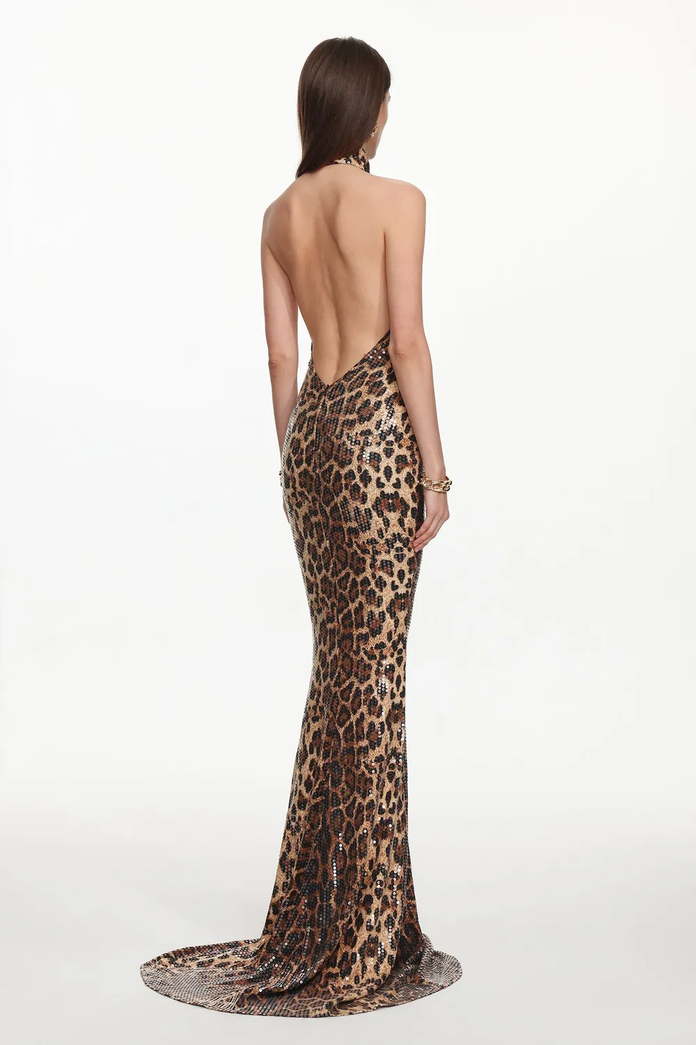 Bella Barnett Myka abito maxi halter paillettes floreale