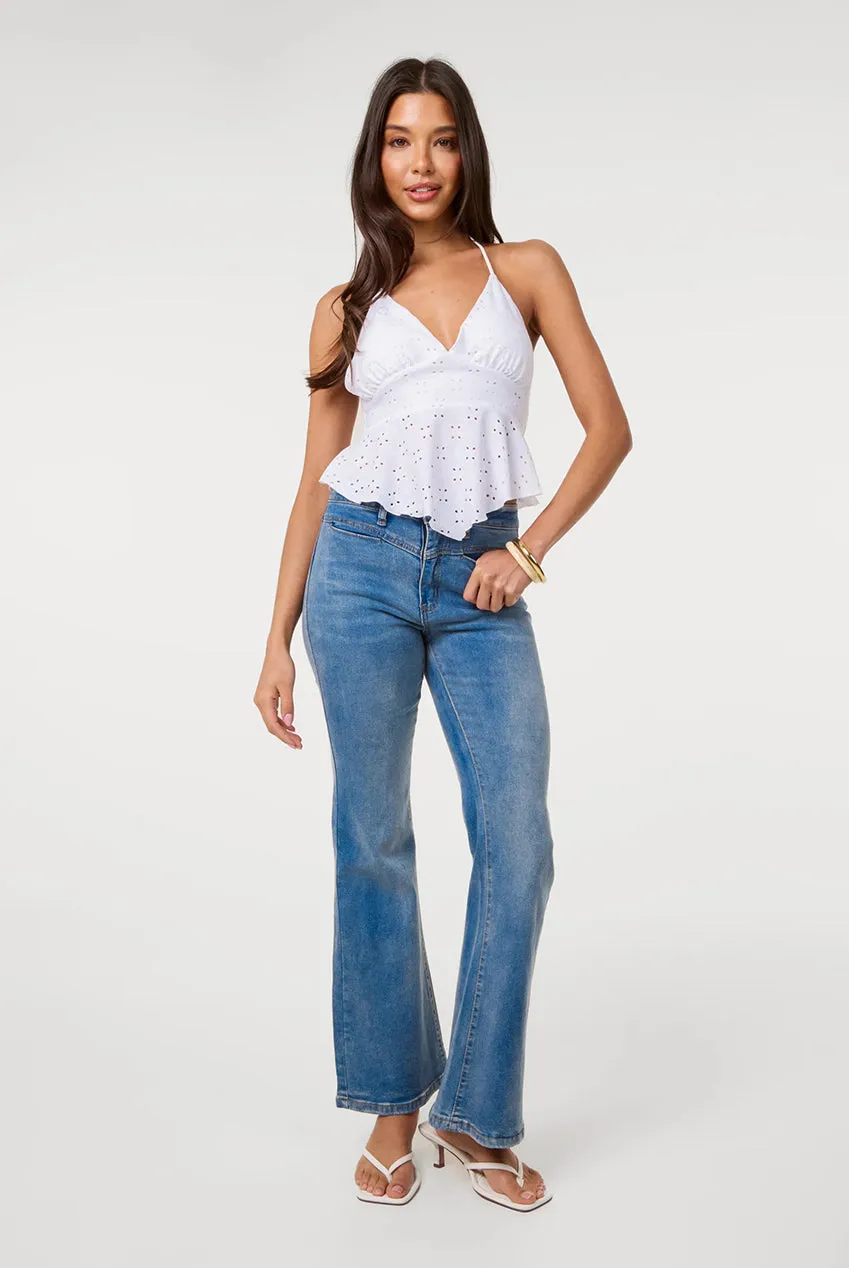 Pink Vanilla Broderie Hanky top avorio S-M-L pizzo