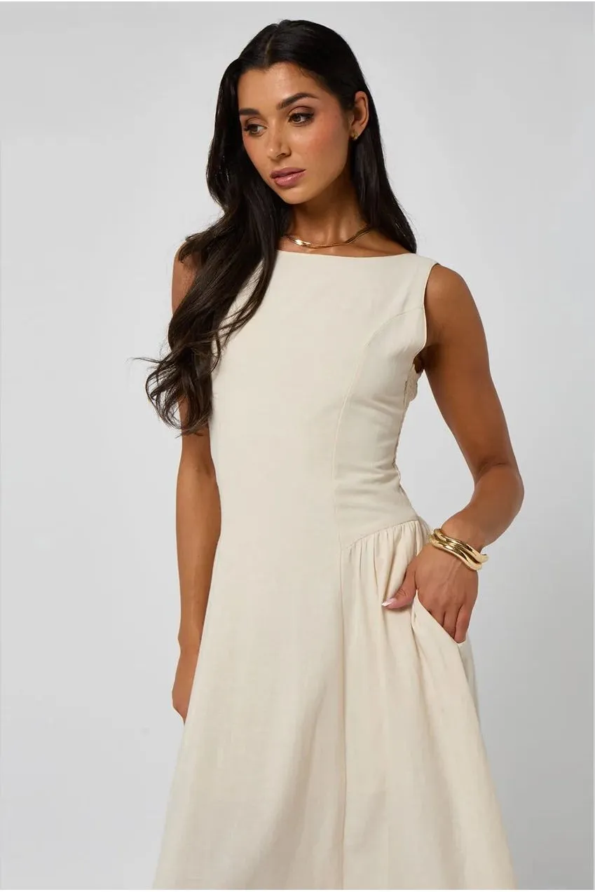 Urban Bliss Smock abito midi pietra effetto lino