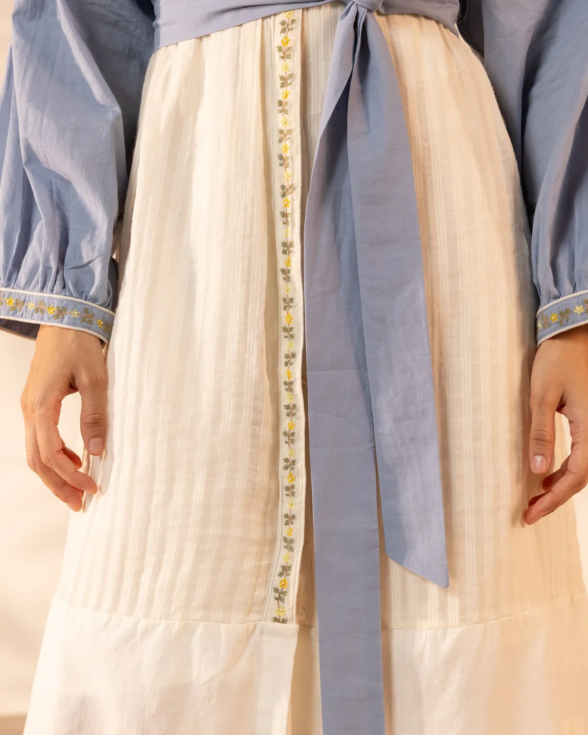 Our Dve Citrus Glow abito cotone blu beige taglia unica