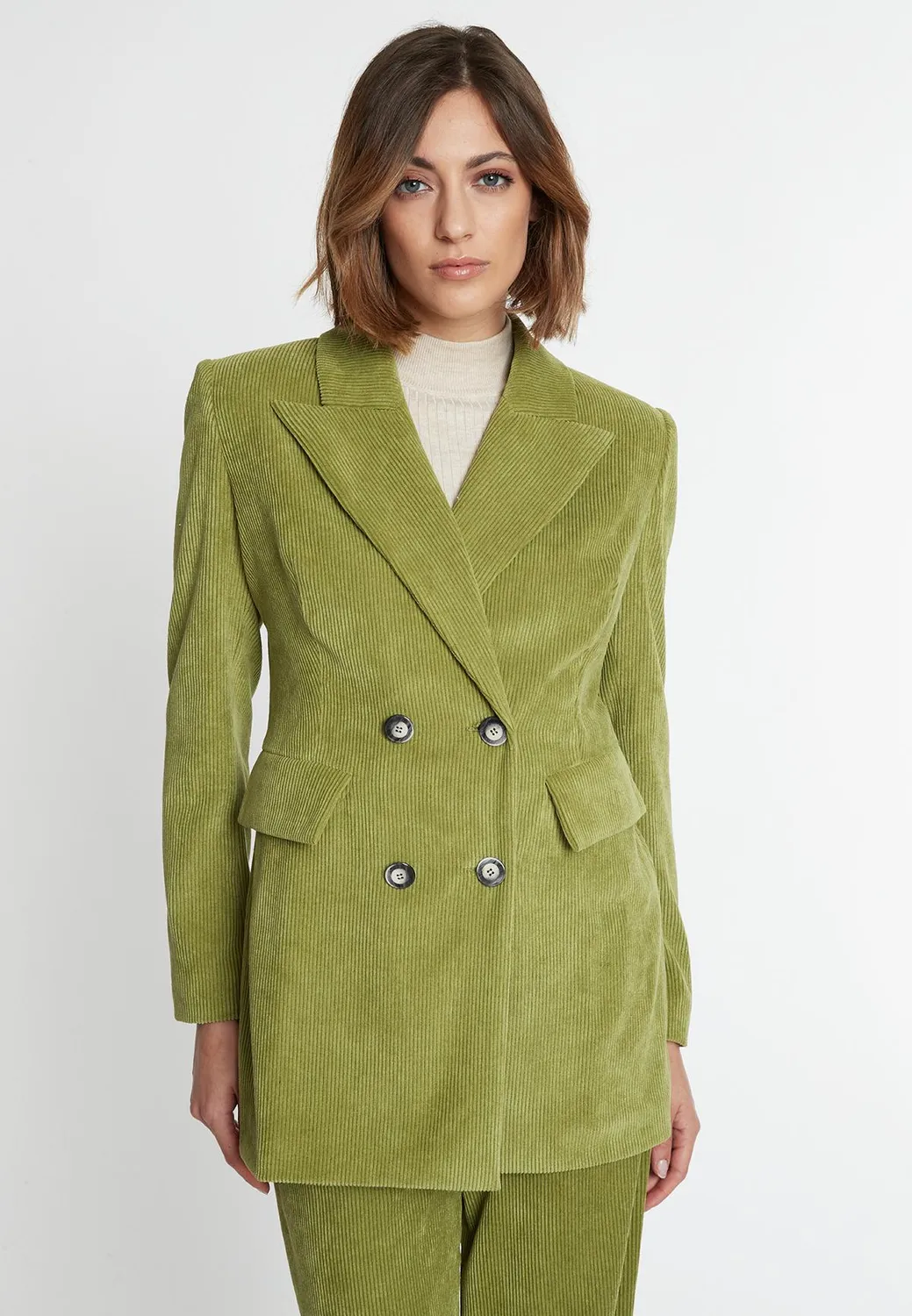 Ana Alcazar Sasa blazer lungo velluto lime