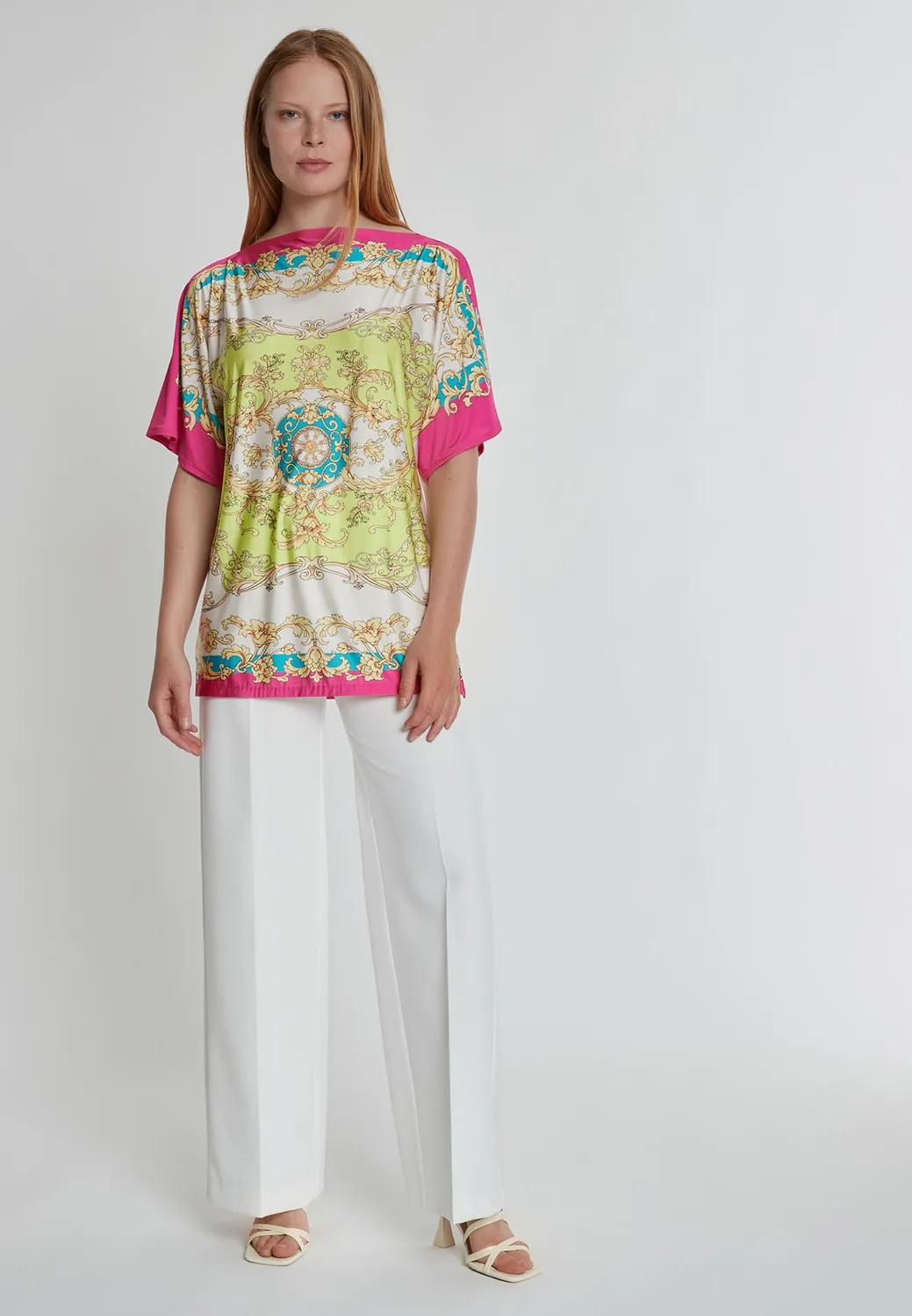 Ana Alcazar Konara top jersey stampa foulard