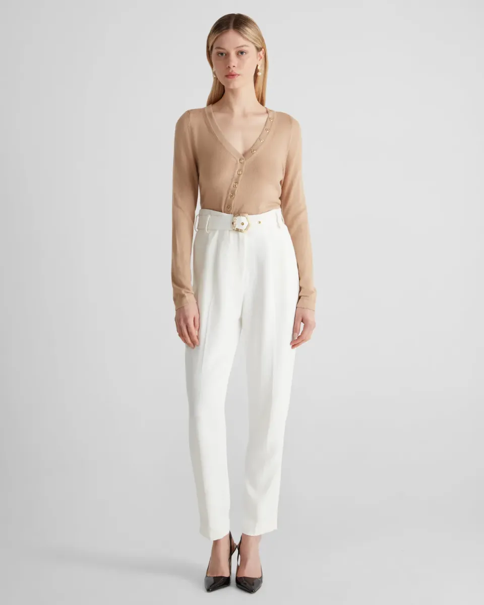 Violante Nessi Rotella top beige cashmere cotone