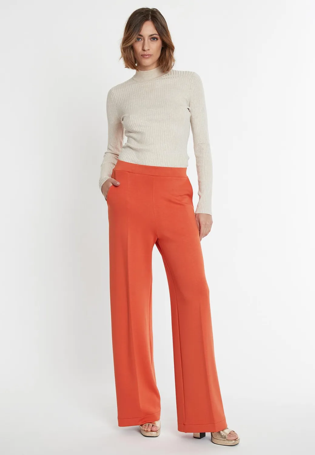 Ana Alcazar Sefara pantaloni larghi arancioni jersey