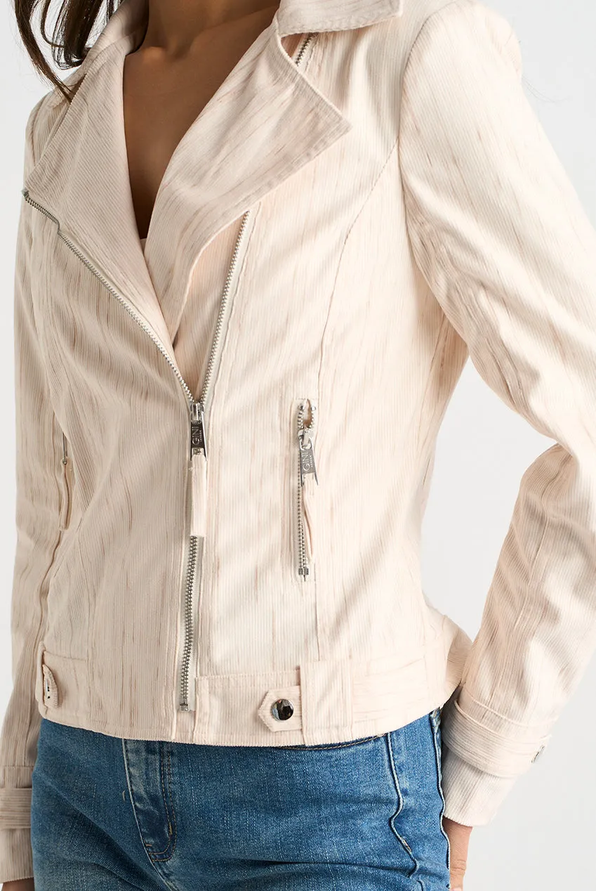 Gini London Moto giacca biker beige velluto taglia 12