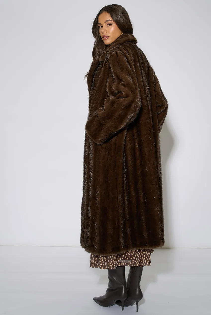 Gini London Two Tone Maxi cappotto pelliccia marrone