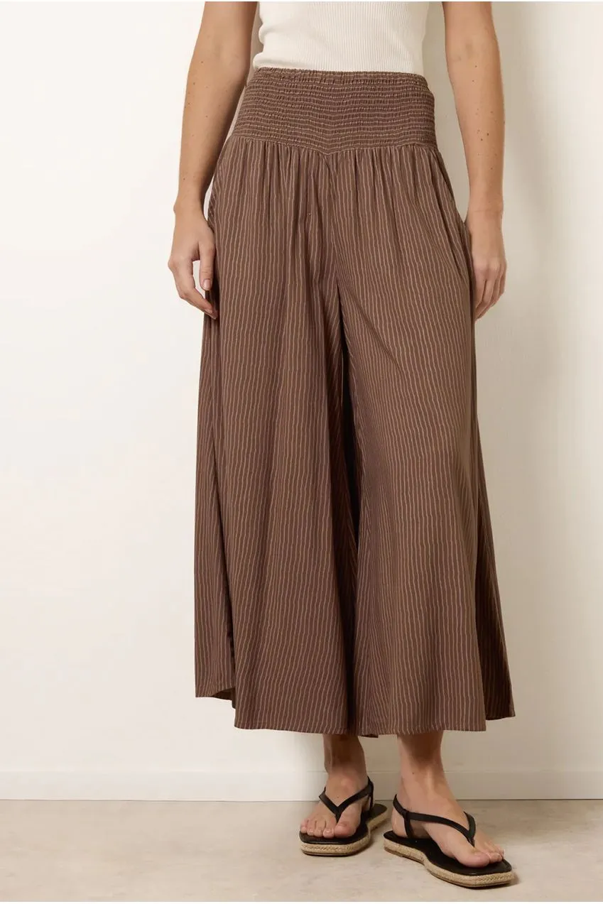 Blue Vanilla Wide Leg pantaloni mocha vita arricciata estivi