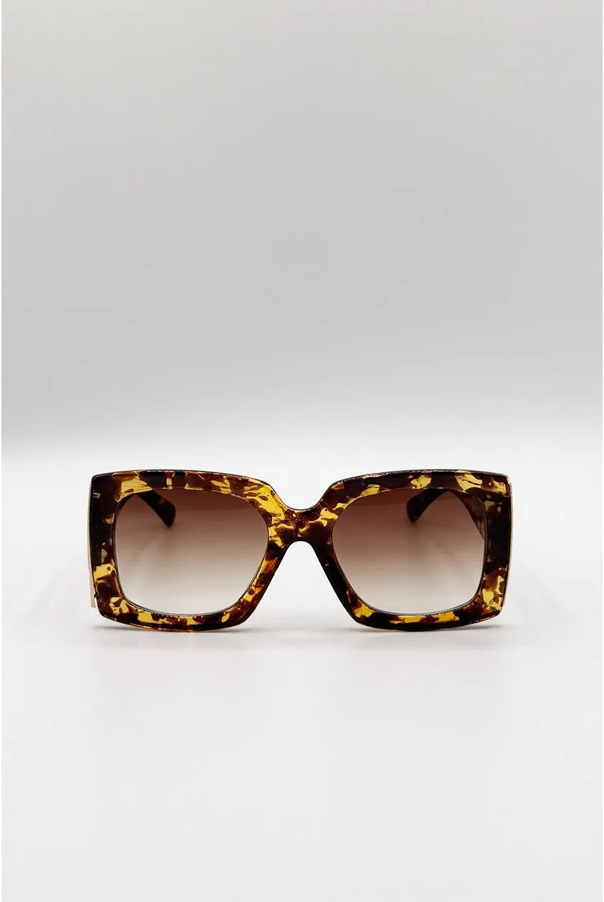 SVNX Oversized Square Occhiali da sole tartarugati UV400