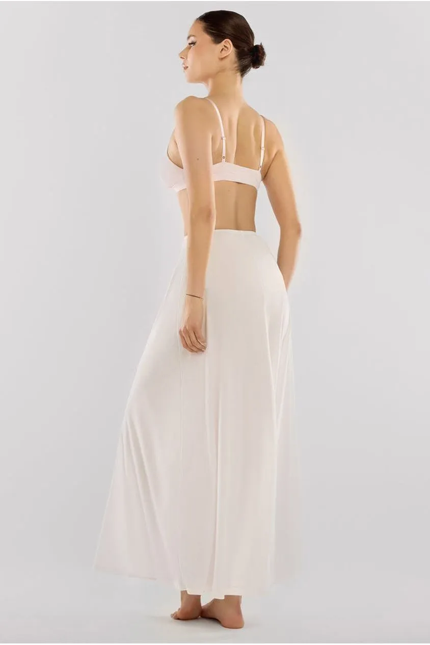 Goddiva Jersey Lining gonna maxi nera beige crema jersey