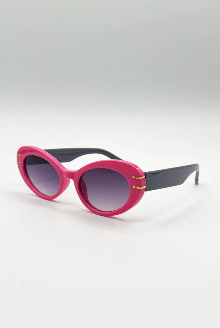 SVNX Oval Cat-Eye occhiali da sole rosa fucsia UV400