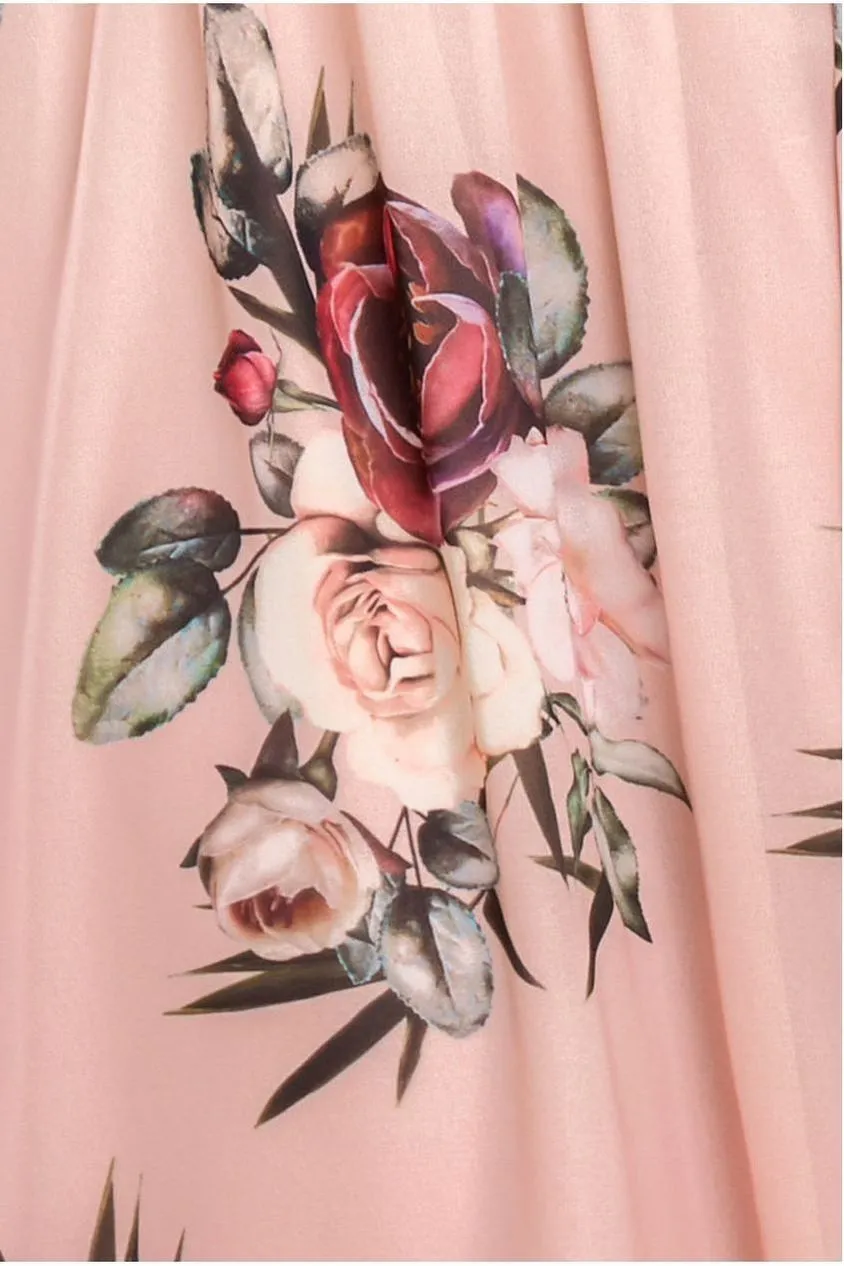 Goddiva Floral Print abito midi pesca a portafoglio