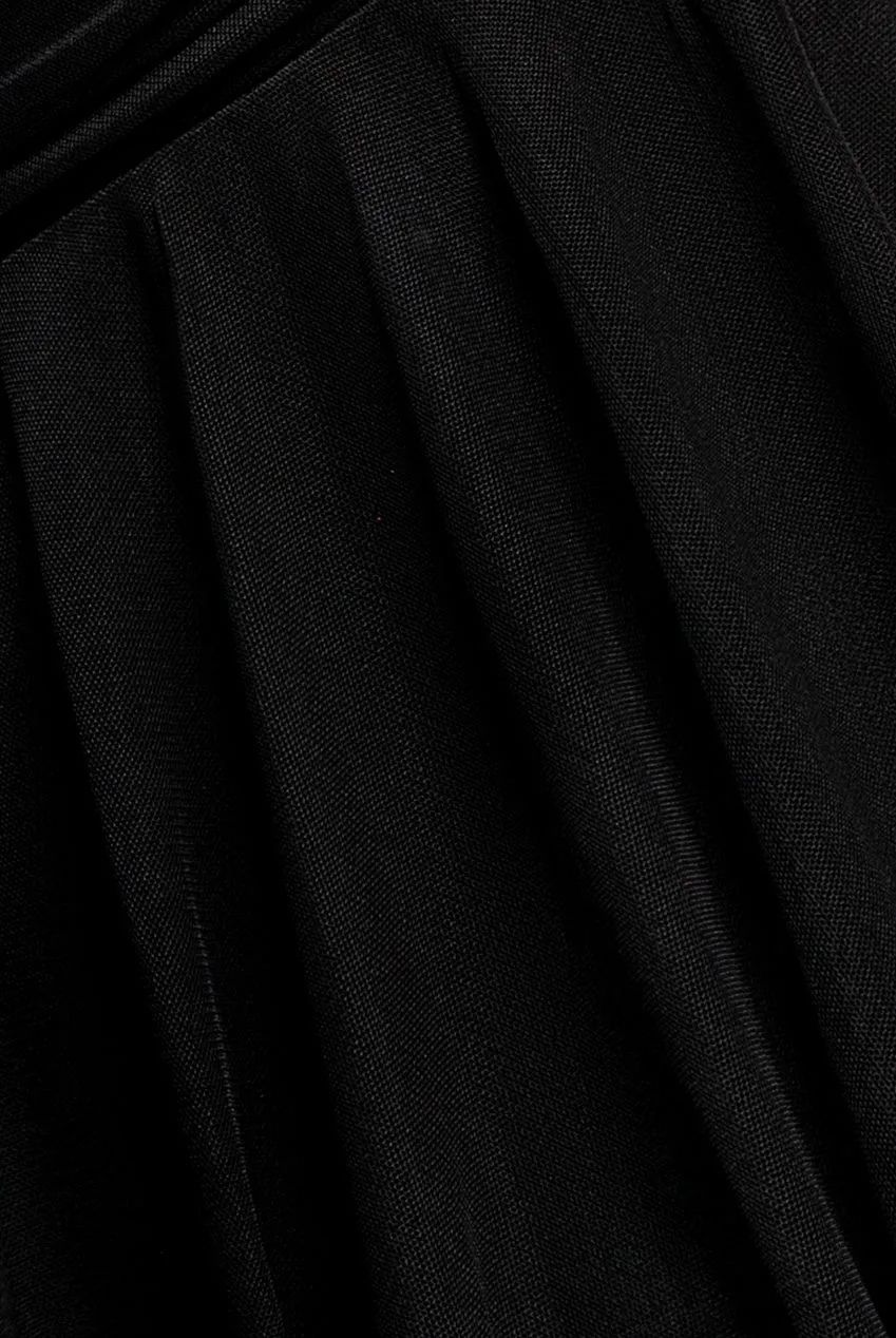 Goddiva Abito Midi Monospalla Nero Manica Velata