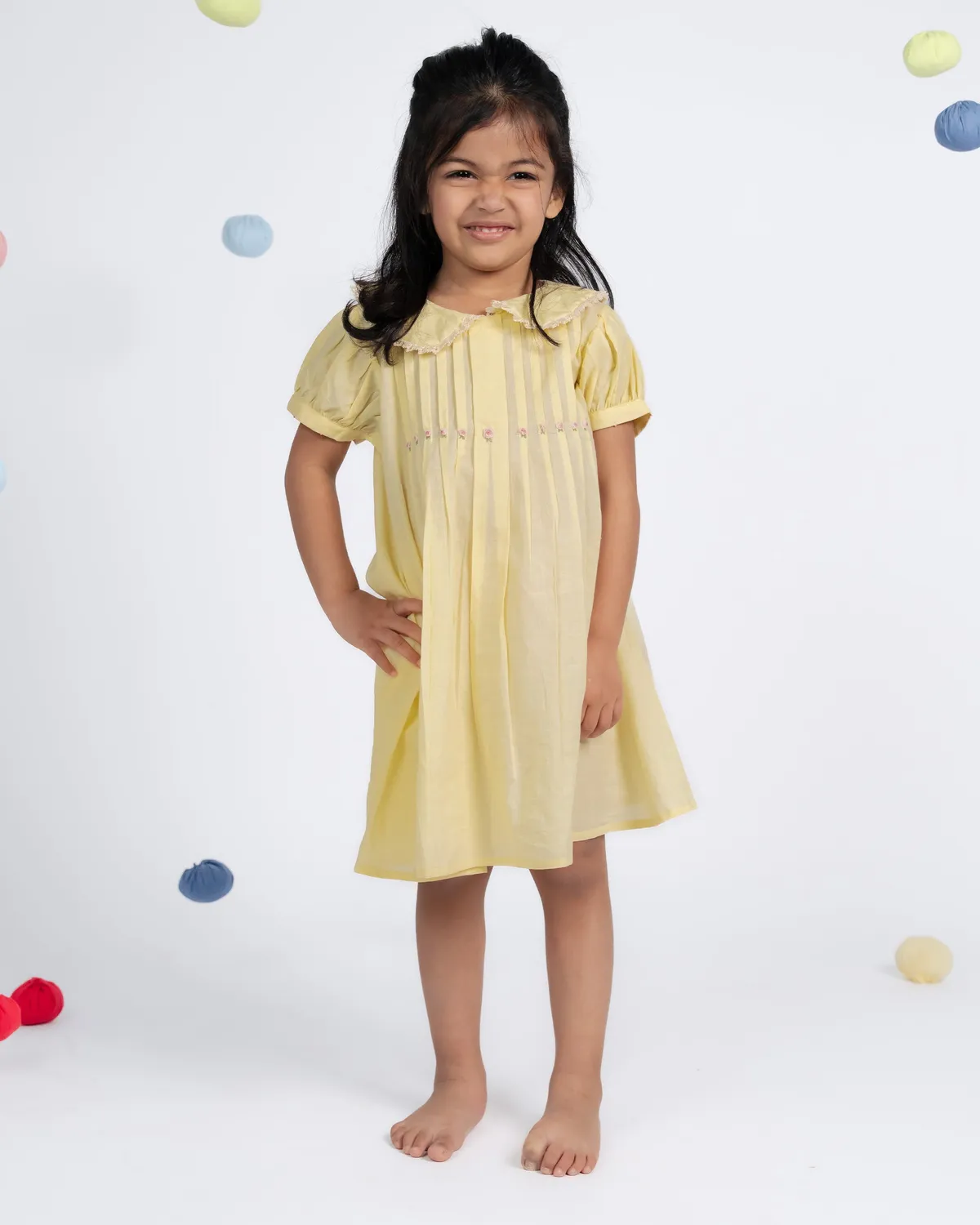Our Dve Daisy abito bambina giallo limone cotone