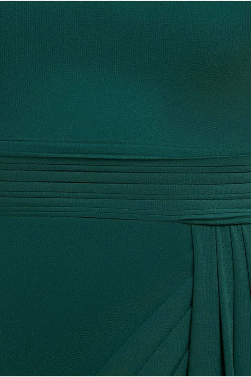 Goddiva Abito Maxi Chiffon Halter Verde Smeraldo Spacco