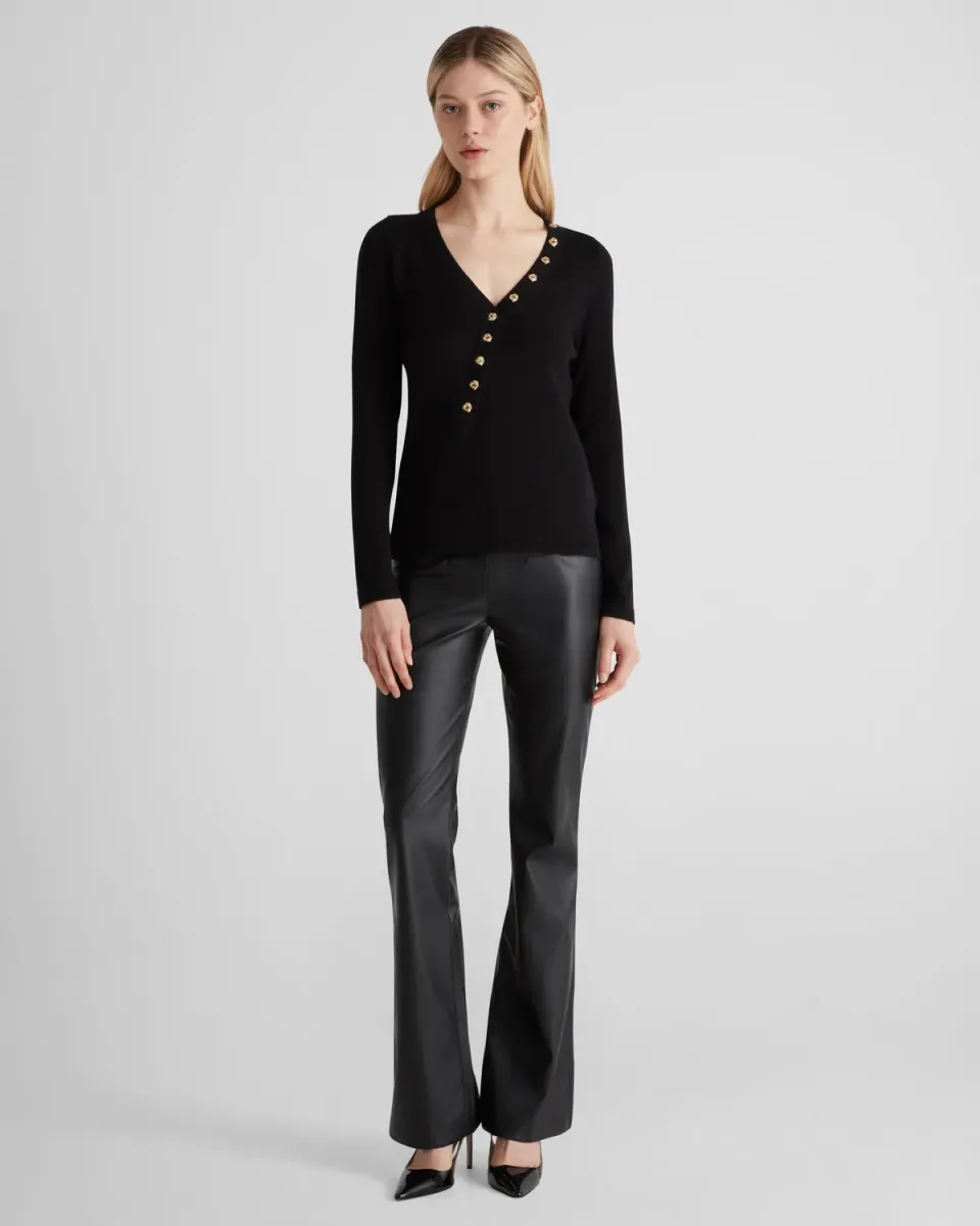 Violante Nessi Rotella top nero cashmere scollo V