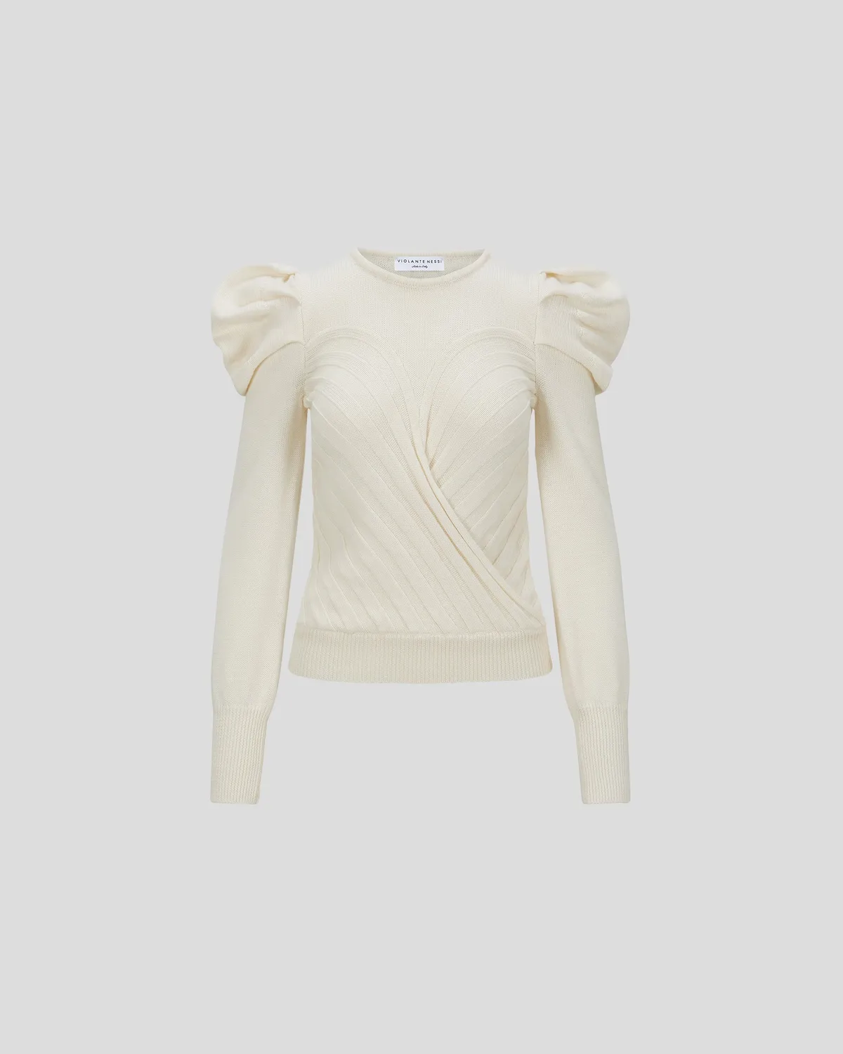 Violante Nessi Yayoy maglione avorio merino Zegna