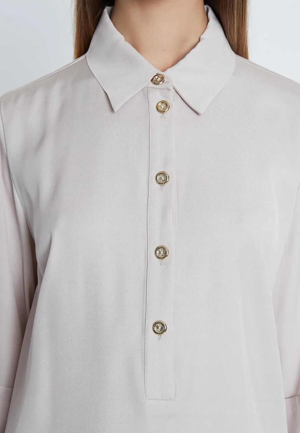 Ana Alcazar Rakosa abito camicia midi beige viscosa