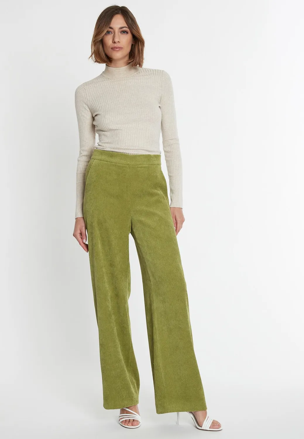 Ana Alcazar Saskea pantaloni velluto verde lime