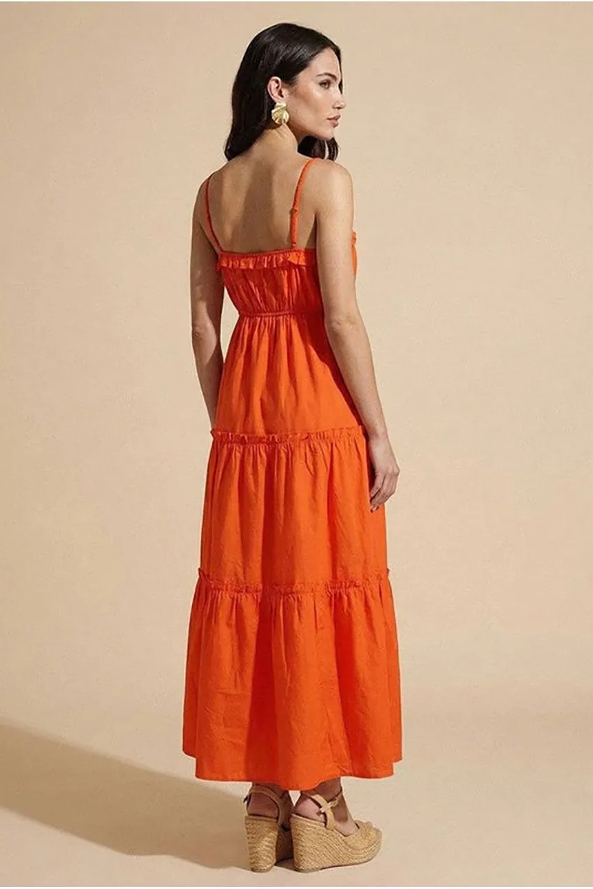 Urban Bliss abito maxi arancione arricciato balze