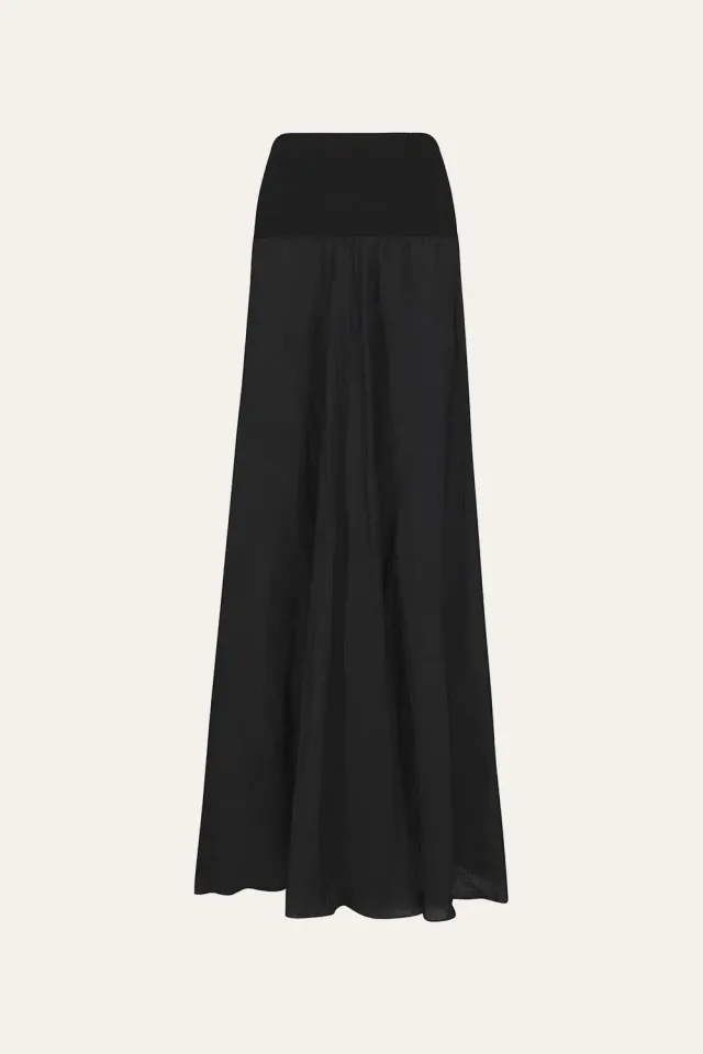 Johanna Ortiz Light And Sound Skirt gonna lino nera