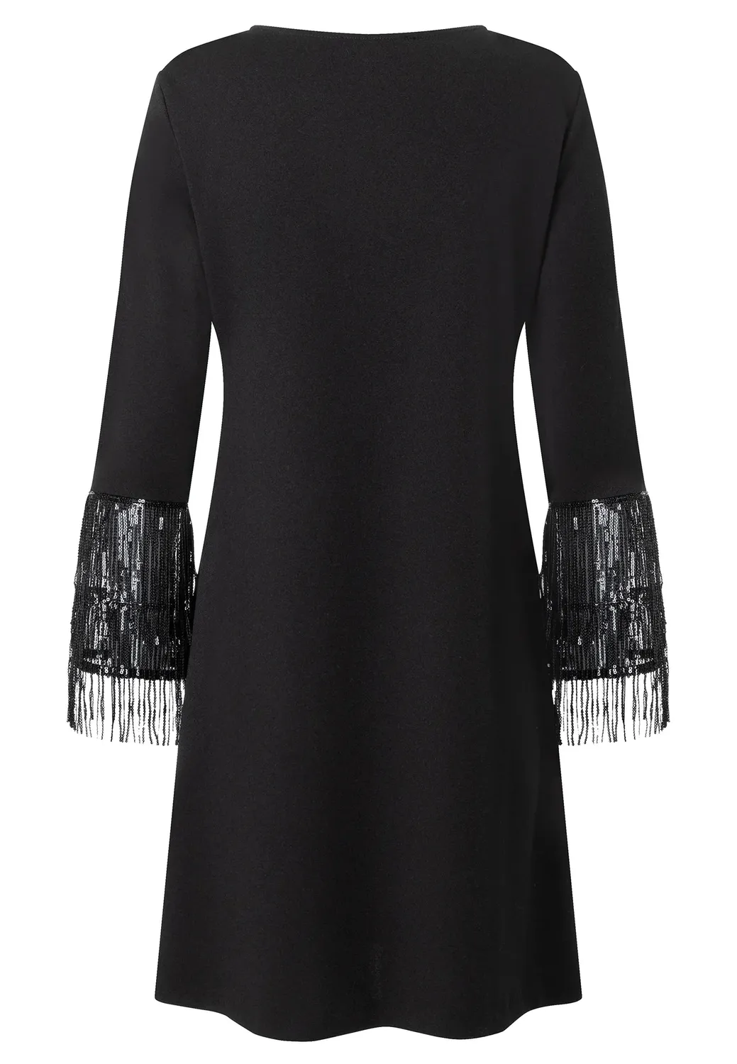 Ana Alcazar Cebina abito paillettes nero frange